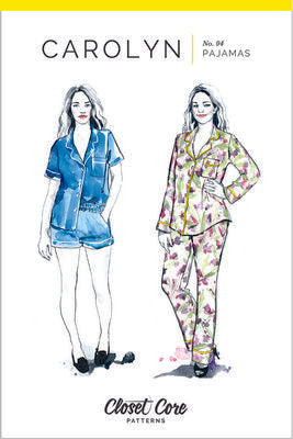 Design of pajamas with a person wearing them on a white background