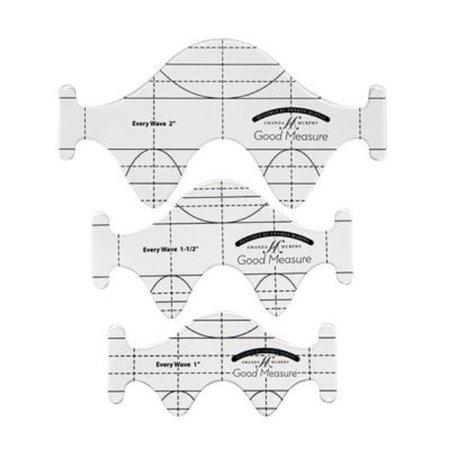 Set of three white quilt rulers with measurement markings on a white background