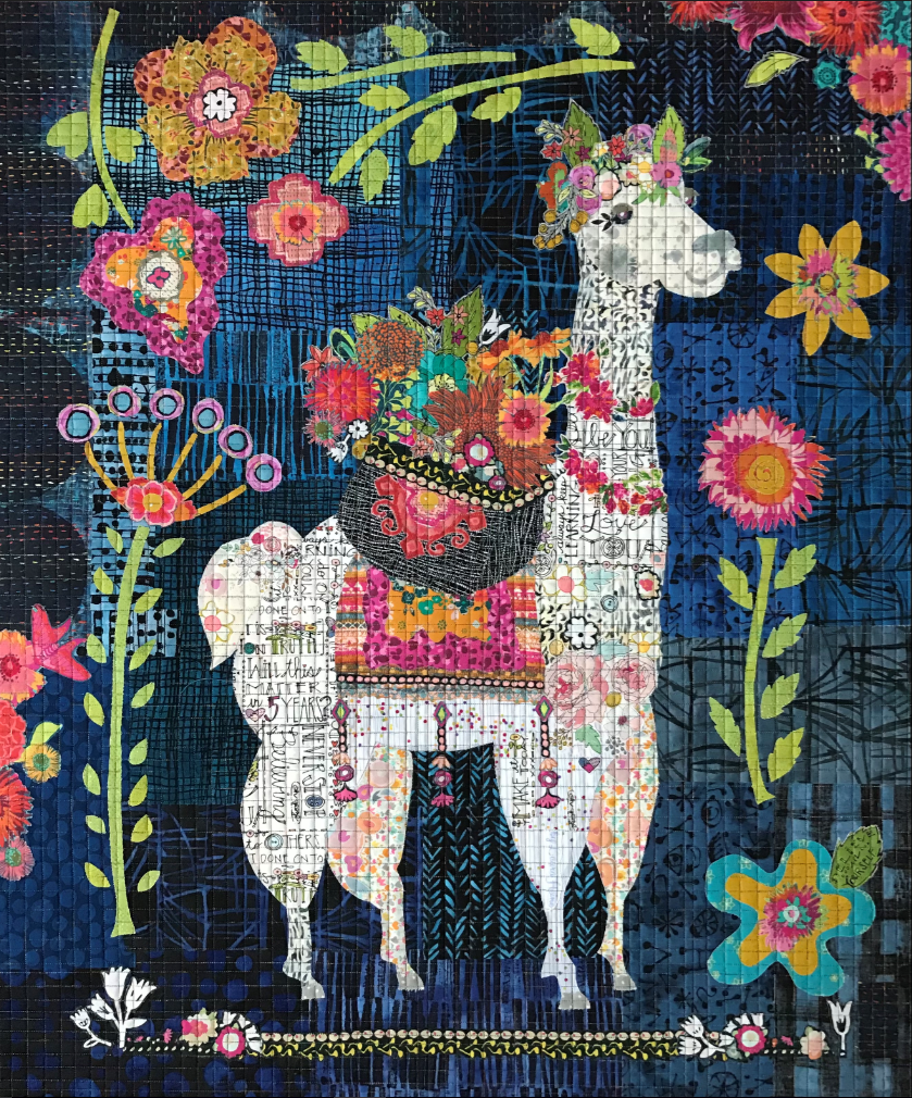 Indie (Llama) Collage Quilt Fabric Kit by Laura Heine, finished size 30 x 36