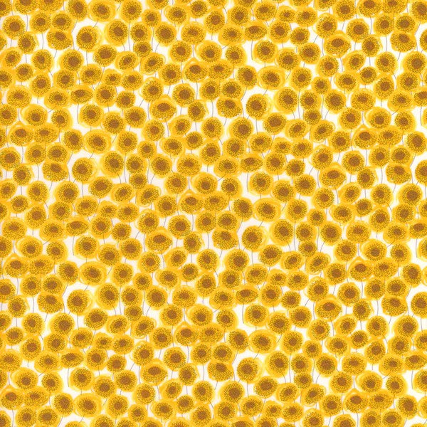 Pattern of small yellow flowers on a yellow background