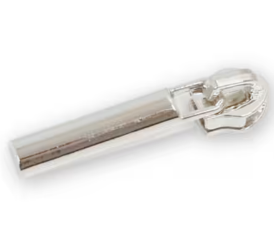 Four 5 half cylinder zipper pulls in nickel finish