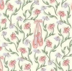 Michael Miller Ballet Shoe Floral DDC12592-CREM-D cream fabric