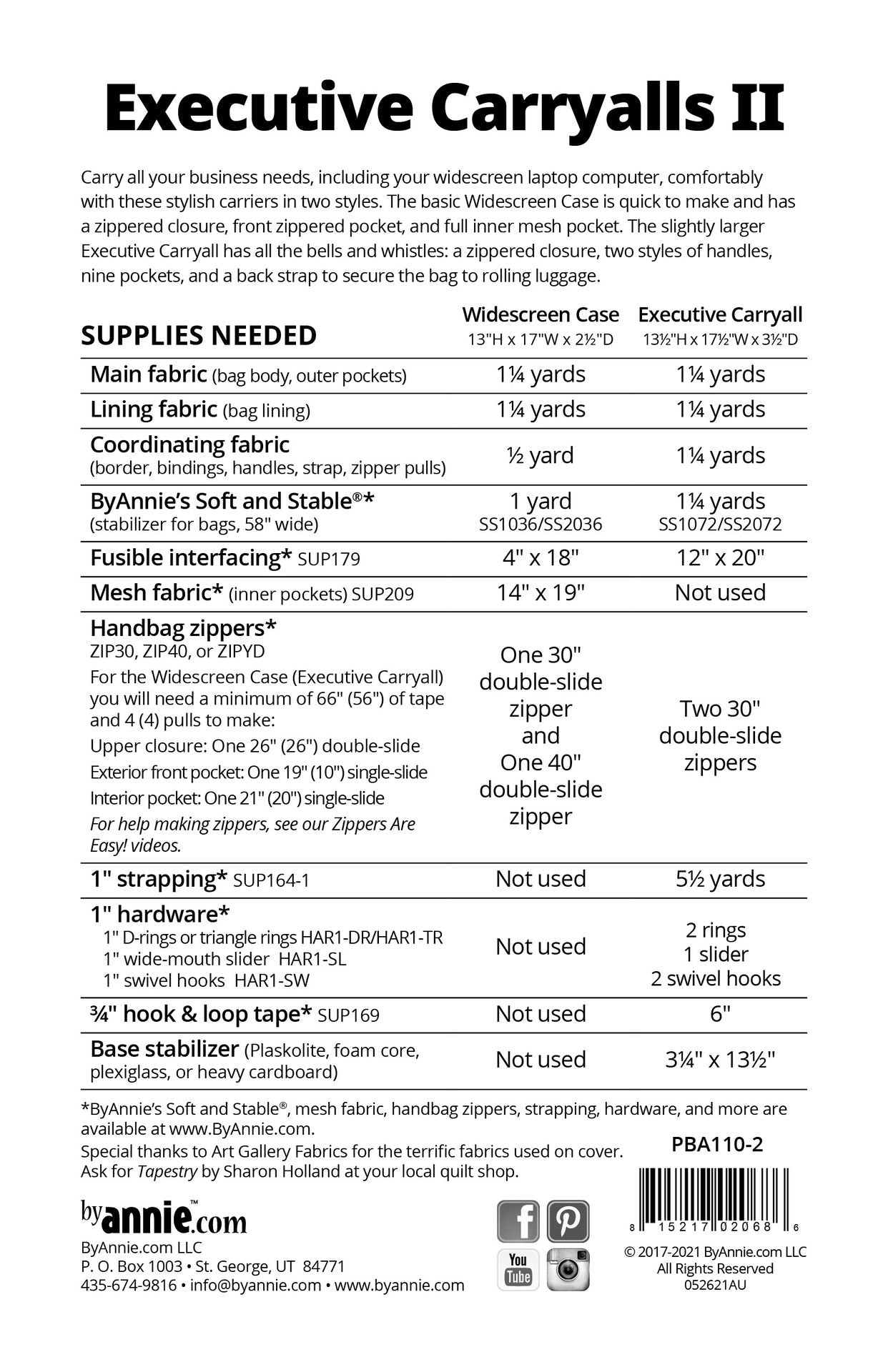 Executive Carryalls II ByAnnie professional bag pattern