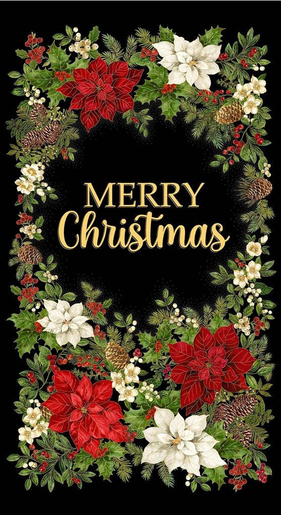 Timeless Treasures - Merry Christmas - Merry Christmas Panel 24" - Black CM4141