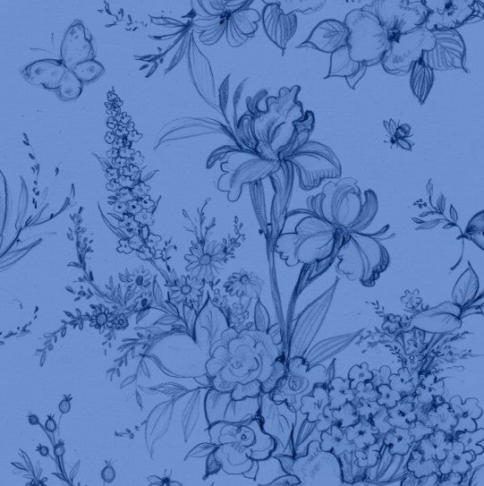 Lumin Amalfi Coast- Susan Winget Blue Dk Blue Large Toile fabric