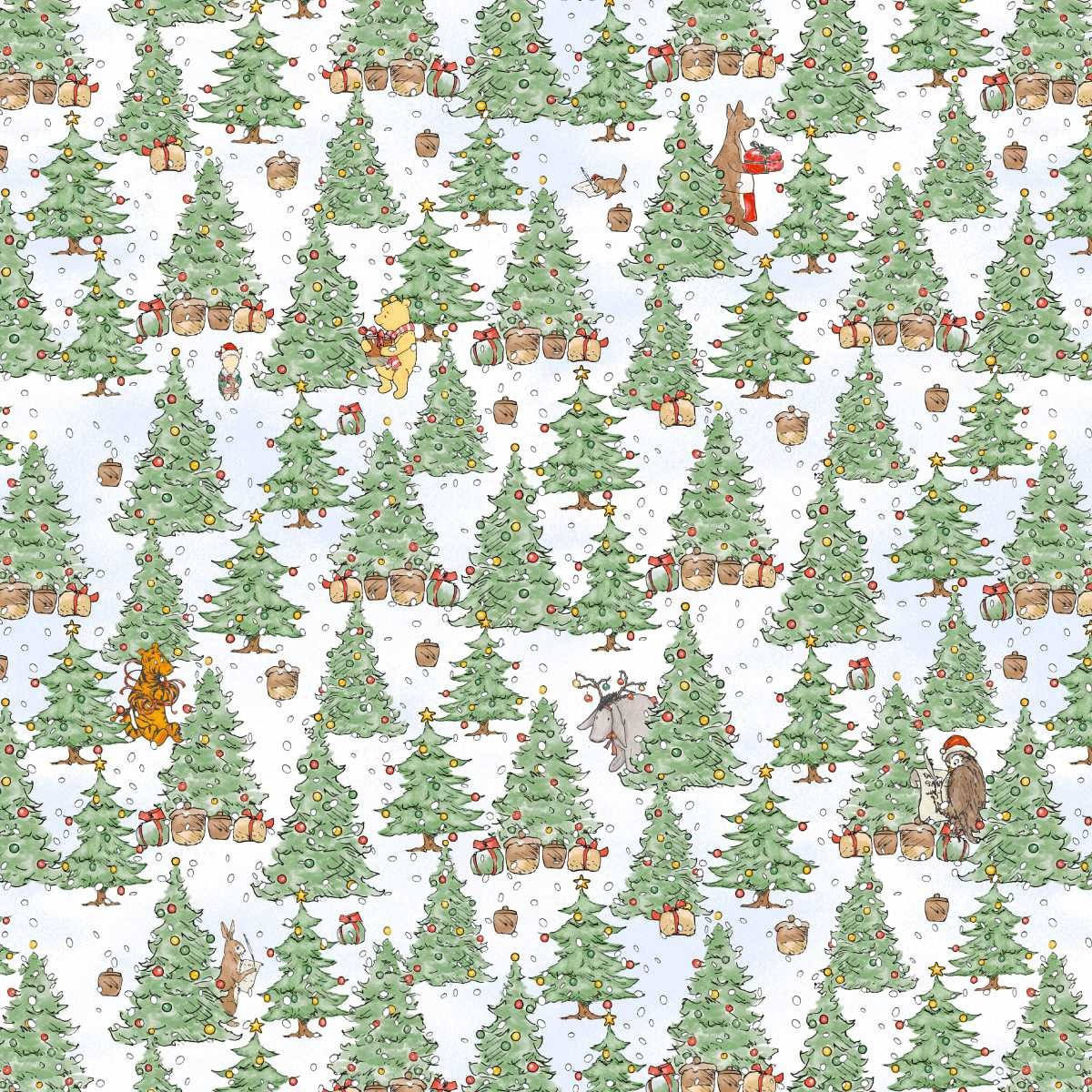 Studio E - Christmas at Pooh Corner Minky - 9121MK-6 Green/Snow
