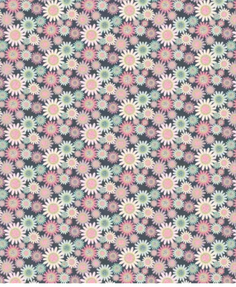 Poppie Cotton - Le Petit Escargot - Lori Woods -Grey Sunny Daisies # SL26412