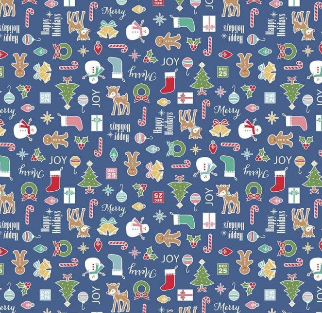 Riley Blake Cozy Christmas Main Navy cotton quilting fabric