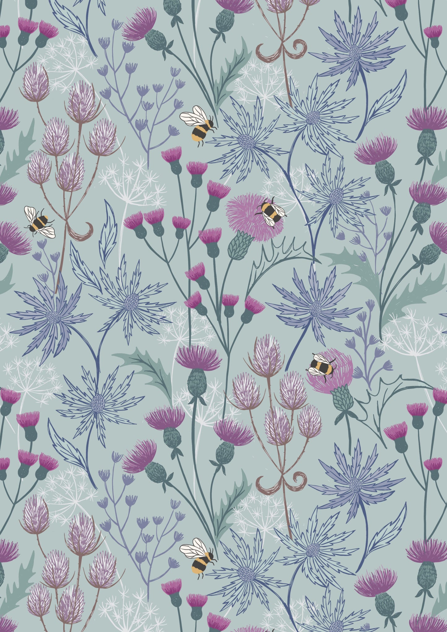 Lewis Irene A Celtic Summer Celtic Floral Blue A991B quilting cotton