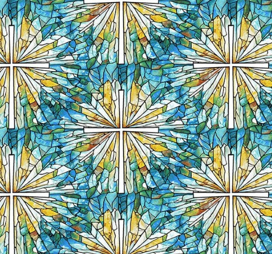 Henry Glass Faith in Full Color 2183-73 Turquoise Multi quilting cotton