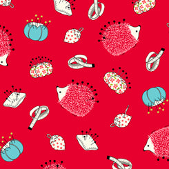 QT Sew What Pin Cushion Toss Red quilting cotton