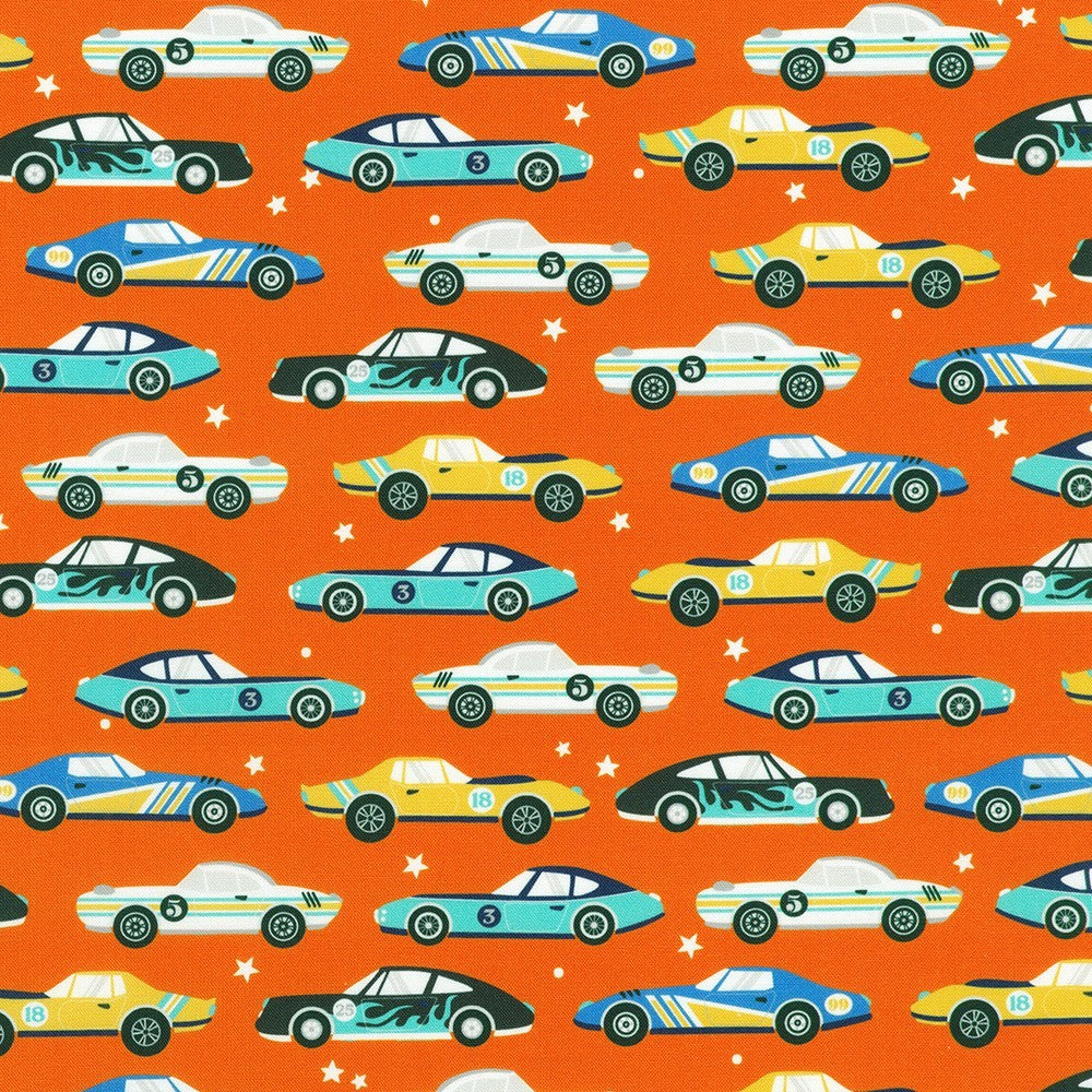 Robert Kaufman Full Speed Ahead Red transportation quilting cotton