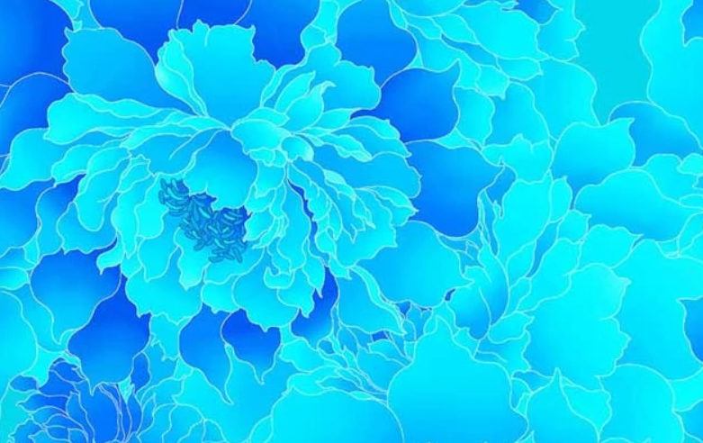 Henry Glass Peony Paradise 3603W-77 cerulean wide backing fabric 118 inch