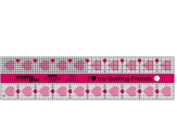 Creative Grids I Love My Quilt Friends Quilt Ruler 2-1/2in x 10in Rectangle