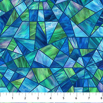 Northcott Risen Stained Glass Blue Multi DP28661 quilting cotton