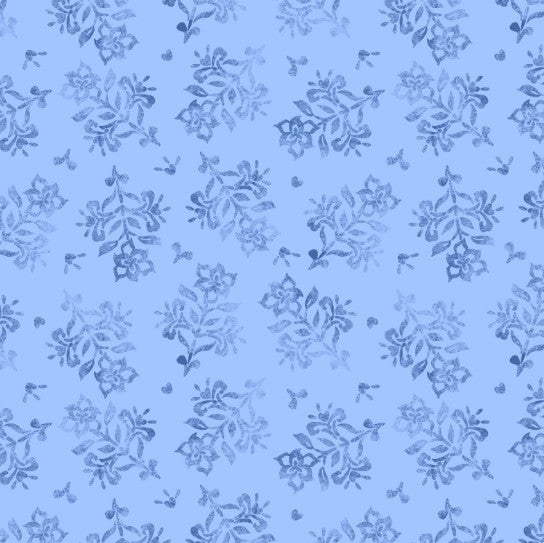 Lumin Amalfi Coast Susan Winget Lt Blue Floral Stamp fabric