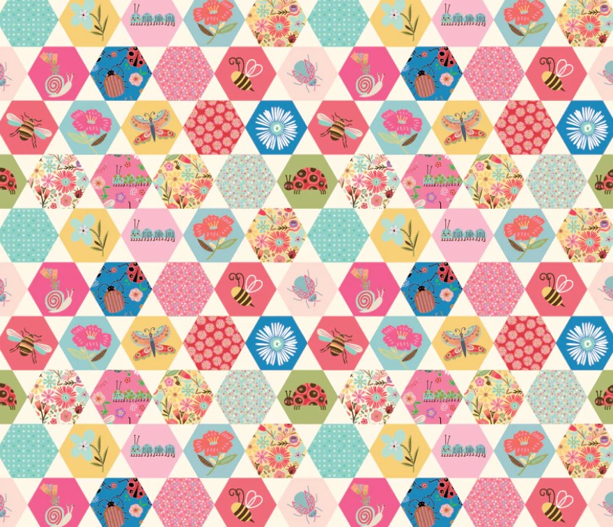 Poppie Cotton Hey Love Bug Love Bug Multi quilting cotton feature fabric