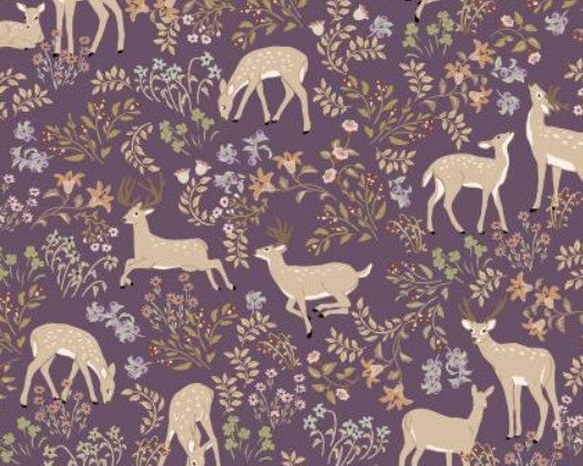 Poppie Cotton - My Darling Deer - Plum - Darling DD25980 Fabric