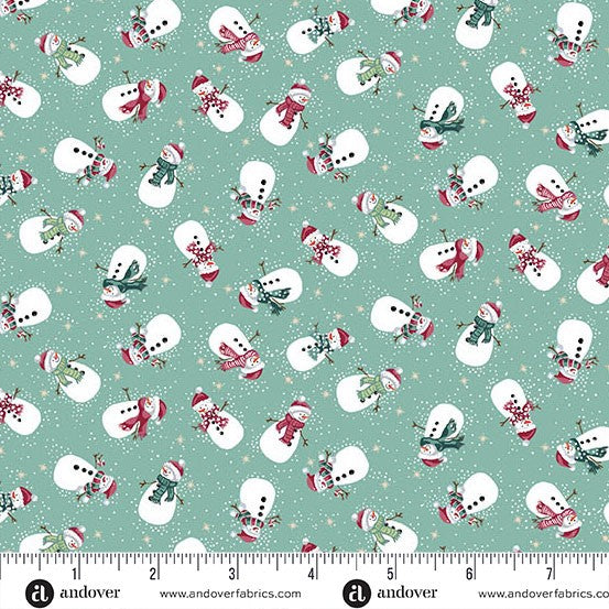 Andover - Makower UK - Country Christmas - Snowmen Teal 232-T