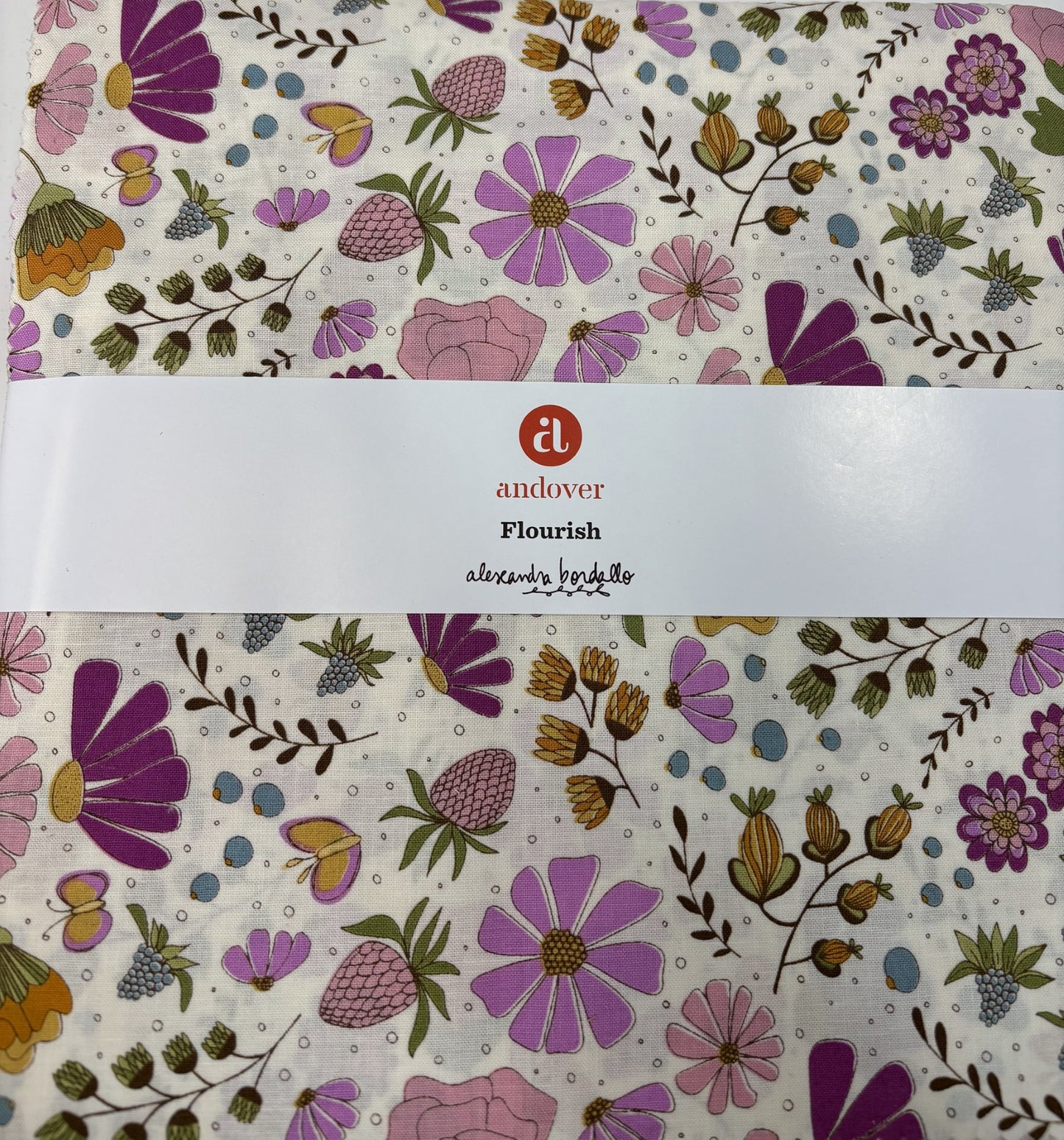 Andover Flourish by Alexandra Bordallo layer cake precut 10-inch squares