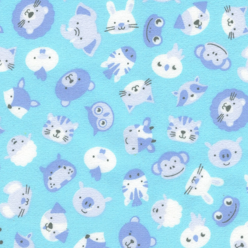 Cozy Cotton Flannel, Animals, Aqua