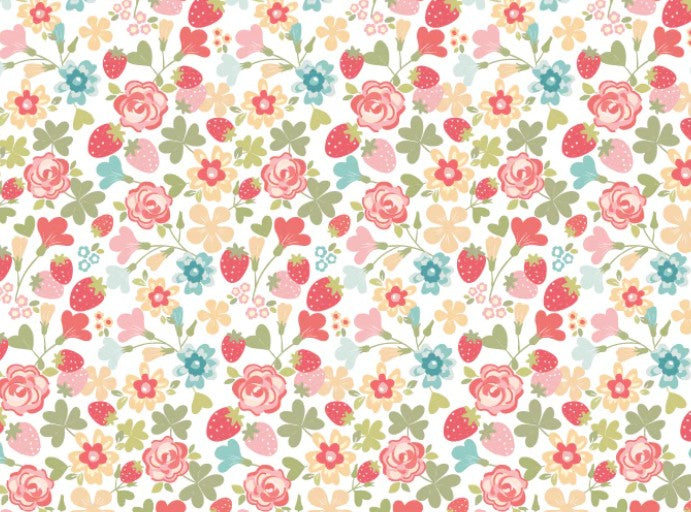 Poppie Cotton Rosy Cheeks Hello White quilting cotton