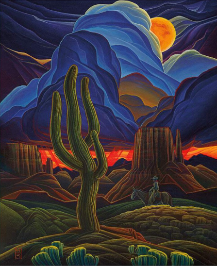 Riley Blake - PD17073 Moonlit Trail (panel) - Places You’ll Go Western Reflections