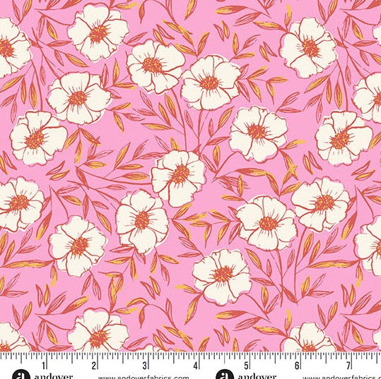 andover- Pink Bouquet Bliss 1567E Petals and Stitches by Stephanie Organes