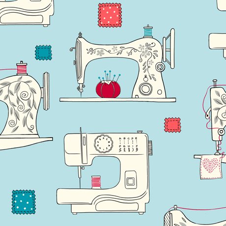 QT Sew What Sewing Machines Aqua quilting cotton