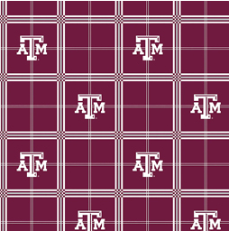 Texas AM University plaid flannel Benartex licensed fabric