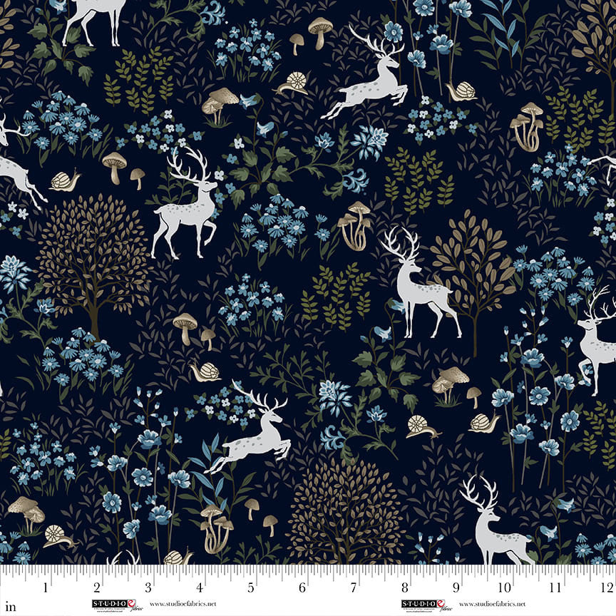 Studio E Ashdown Forest 8403-77 Midnight Blue quilting cotton