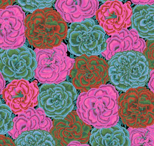 Kaffe Fassett Picotee Carnations Dark quilting fabric