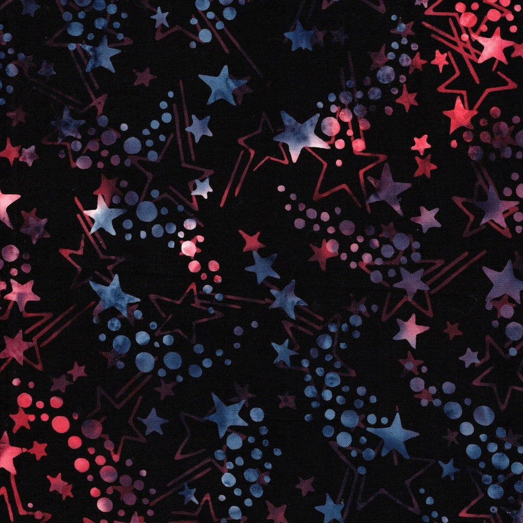 Island Batiks - Freedom Rings - Shooting Stars Black