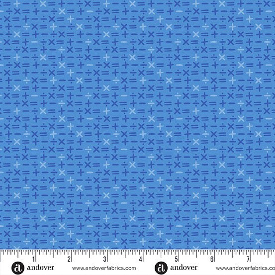 Andover - Back to School - Symbols Denim - A-10247-B