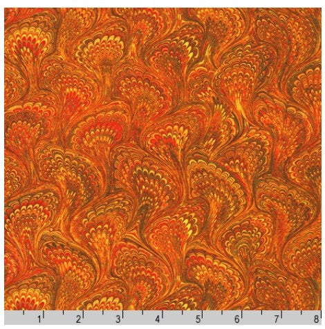 Robert Kaufman Library of Rarities Venetian Bookbinder Fan Copper fabric