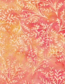Island Batik Everlasting Sprigs multi pink orange sunset batik fabric