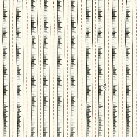 QT Sew What Tape Measure Stripe Cream quilting cotton