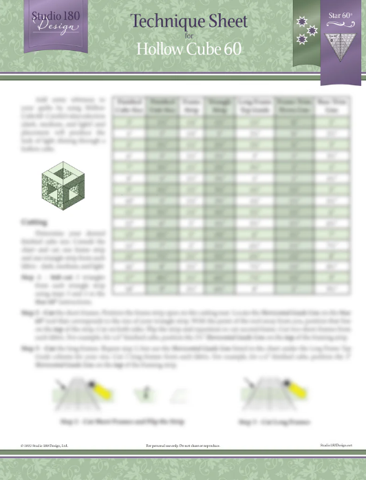 Studio 180 Design Hollow Cube 60 technique sheet quilting pattern