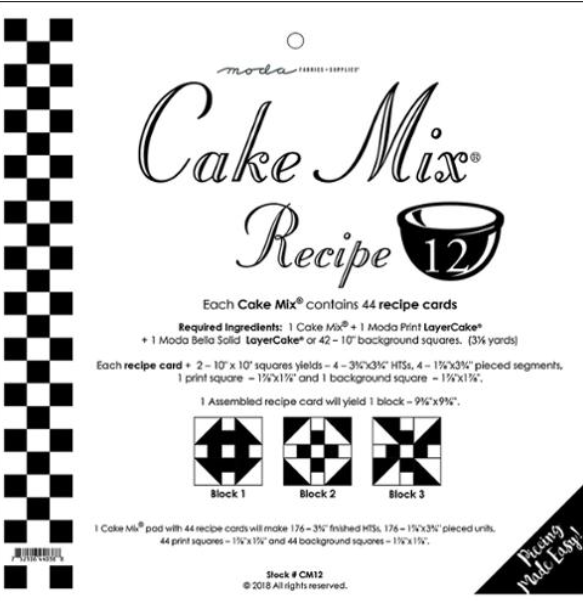 Cake Mix Recipe 12 CM12 44 count paper foundations half square triangle blocks