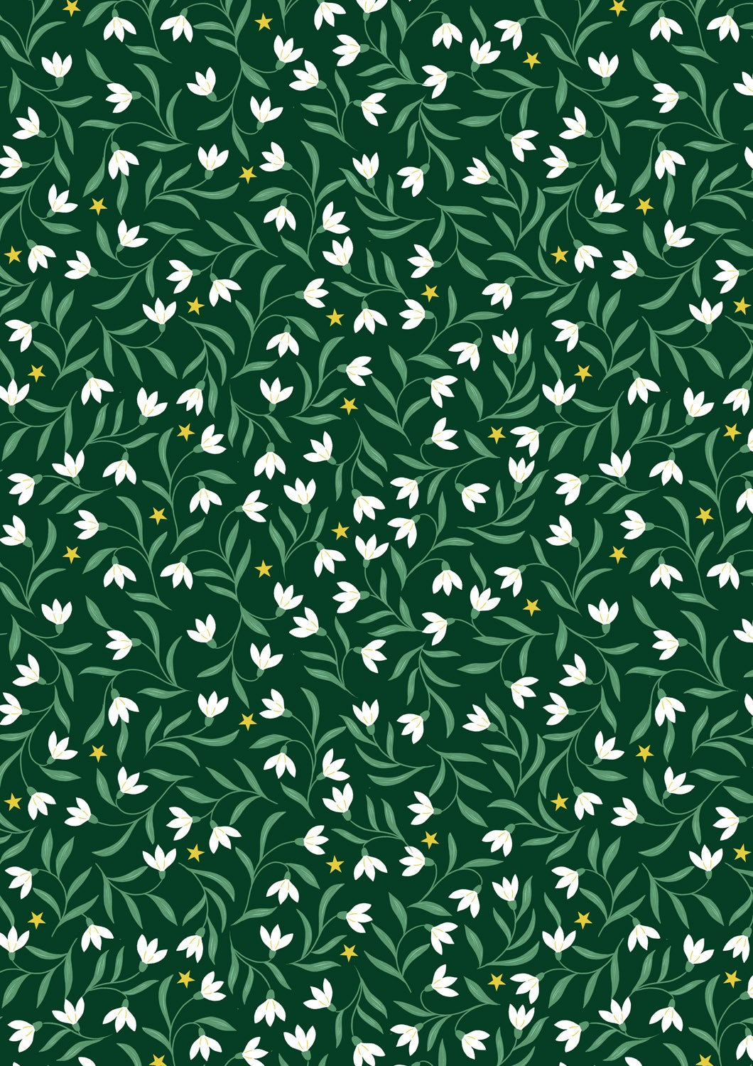 Lewis and Irene - Christmas in Bluebell Wood - Snowdrops on christmas green (with gold metallic) - C140C