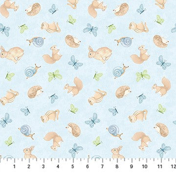 Northcott - Peas in a Pod Flannel - Animal Toss Blue Multi F29037-41