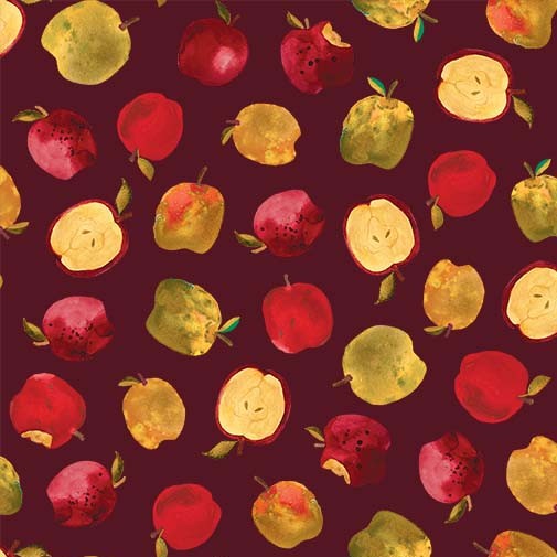 Michael Miller Brown Tossed Apple fall harvest quilting fabric