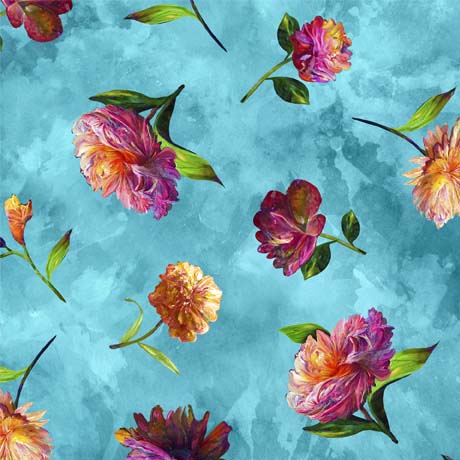 Fleur Etoile - Tossed Floral - Turquoise