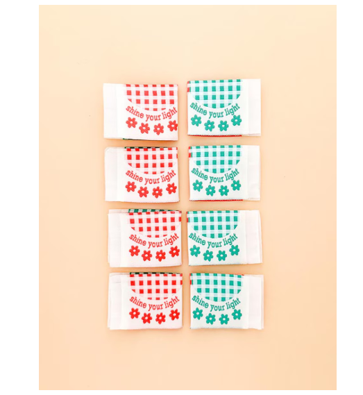 Minki Kim Shine Your Light woven fabric labels for quilts and bags