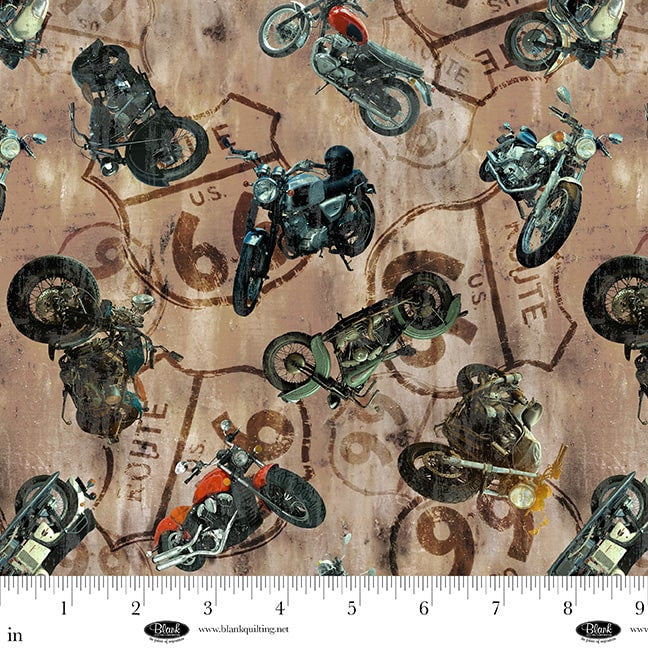 Blank Historic Highway Motorcycles and Route 66 Signage 4477 90 Tan