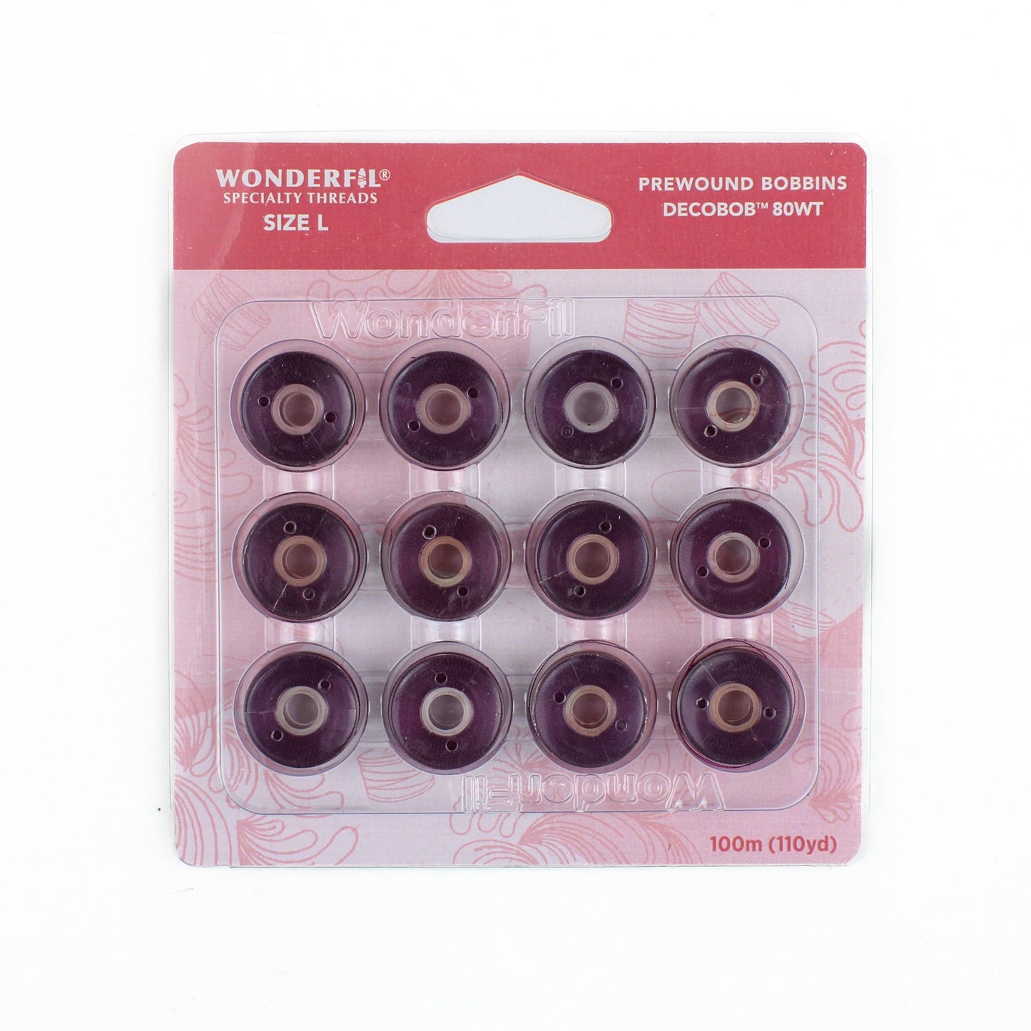 WonderFil Decobob prewound bobbin soft purple DB308 80wt Size L