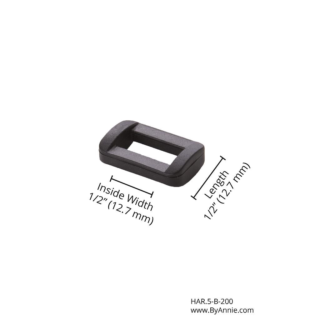 1/2" Rectangle Ring - Black Plastic