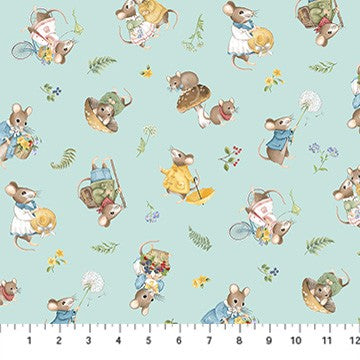 Northcott - Country Mouse - Toss Mice Blue Multi DP29007-42