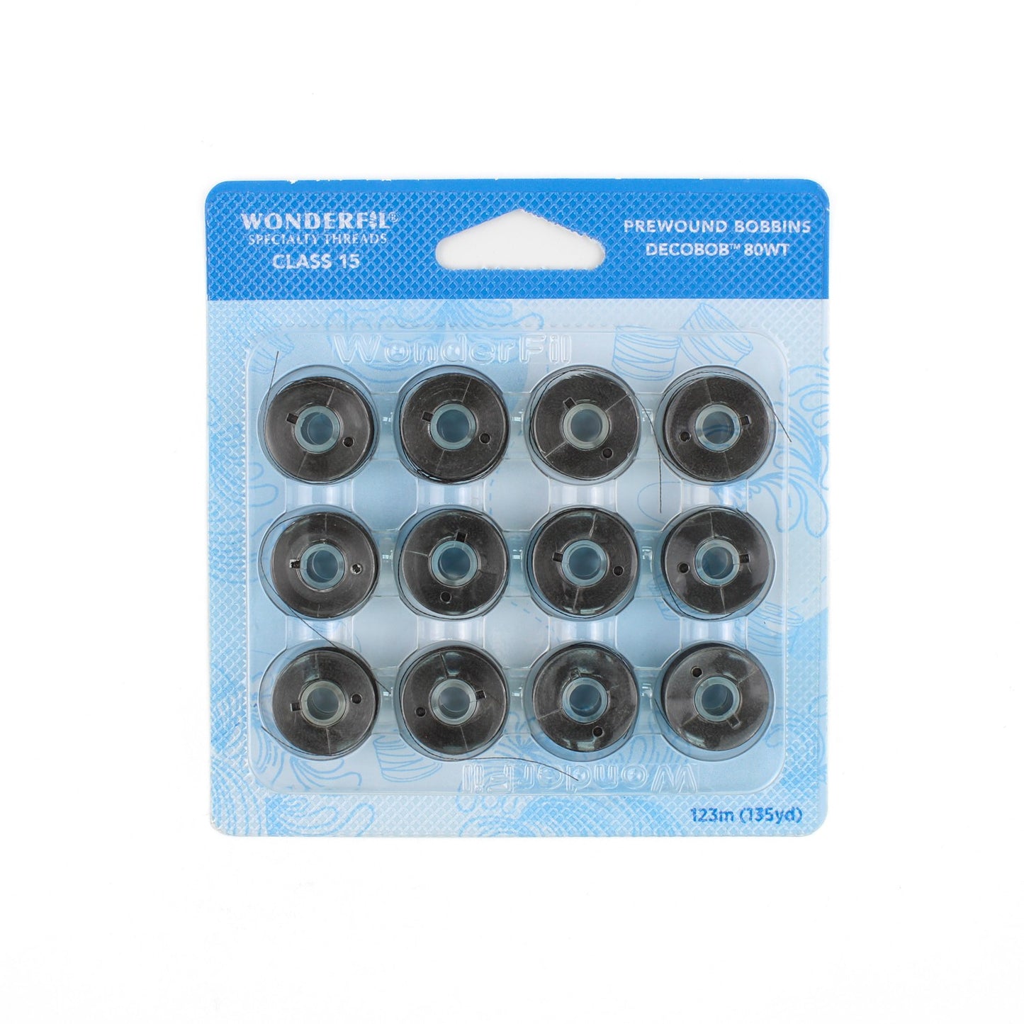 WonderFil - Decobob Prewound Bobbin - Charcoal DB168 - 80wt - Class 15