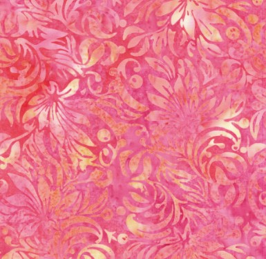 Island Batik Everlasting Square Floral multi pink orange sunset batik